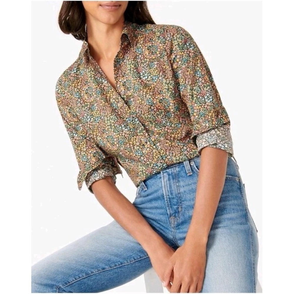 J Crew Perfect Shirt Liberty Little Marquess Floral Print Long Sleeve Sz 2 $128